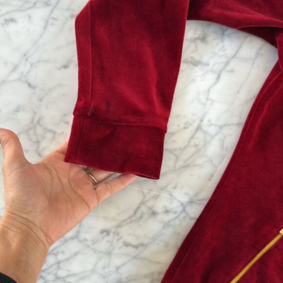 Lauren Ralph Lauren Velour Crest Track Jacket Size Large Full Zip Deep Red Gold - Picture 6 of 7
